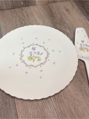Mikasa Tender Violets Bone China Plate & Cake Server Set 11” Floral Japan B2110